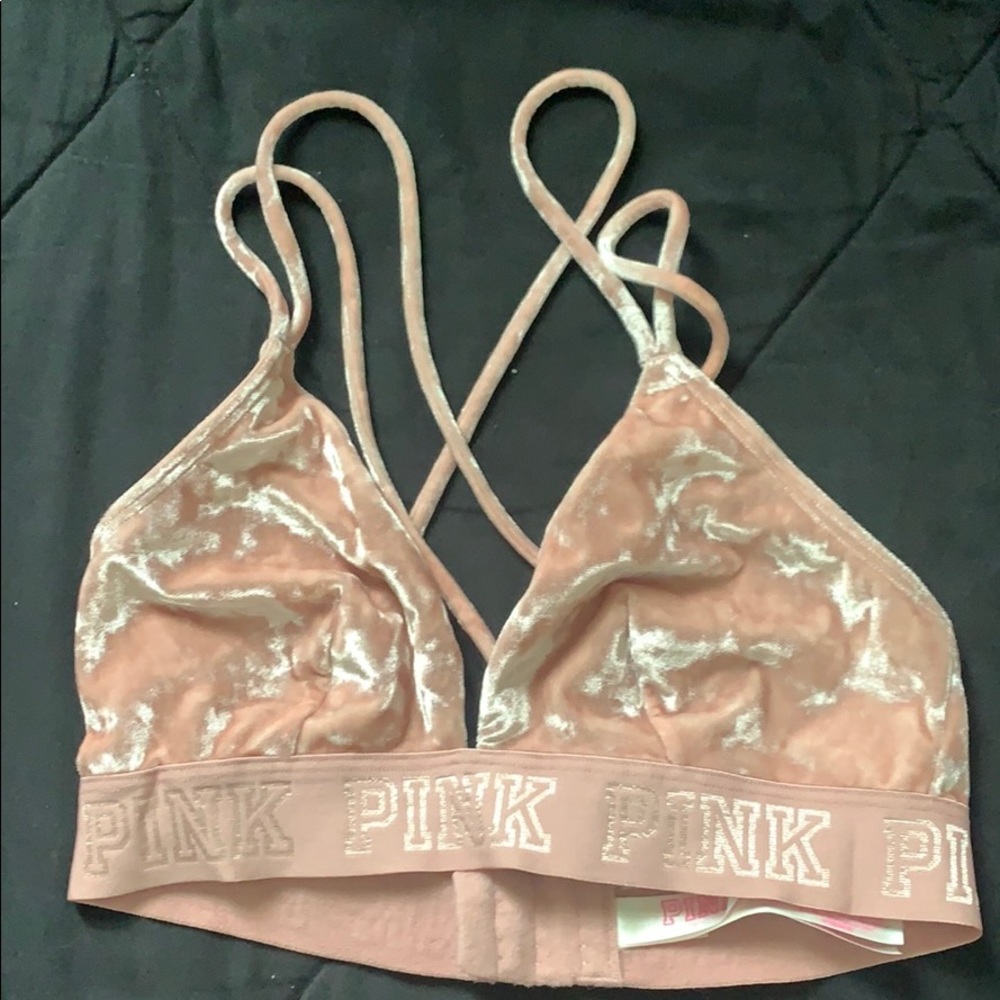 Pink velvet bralette